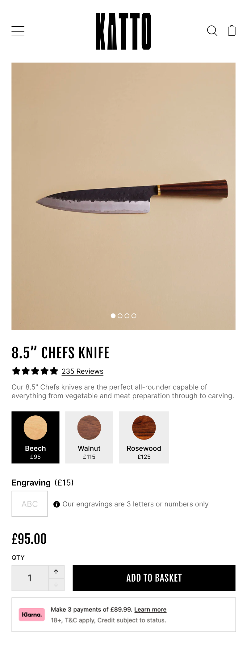 Katto Product Page after