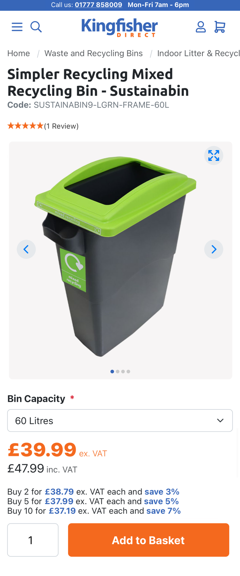 Kingfisher Product Page after