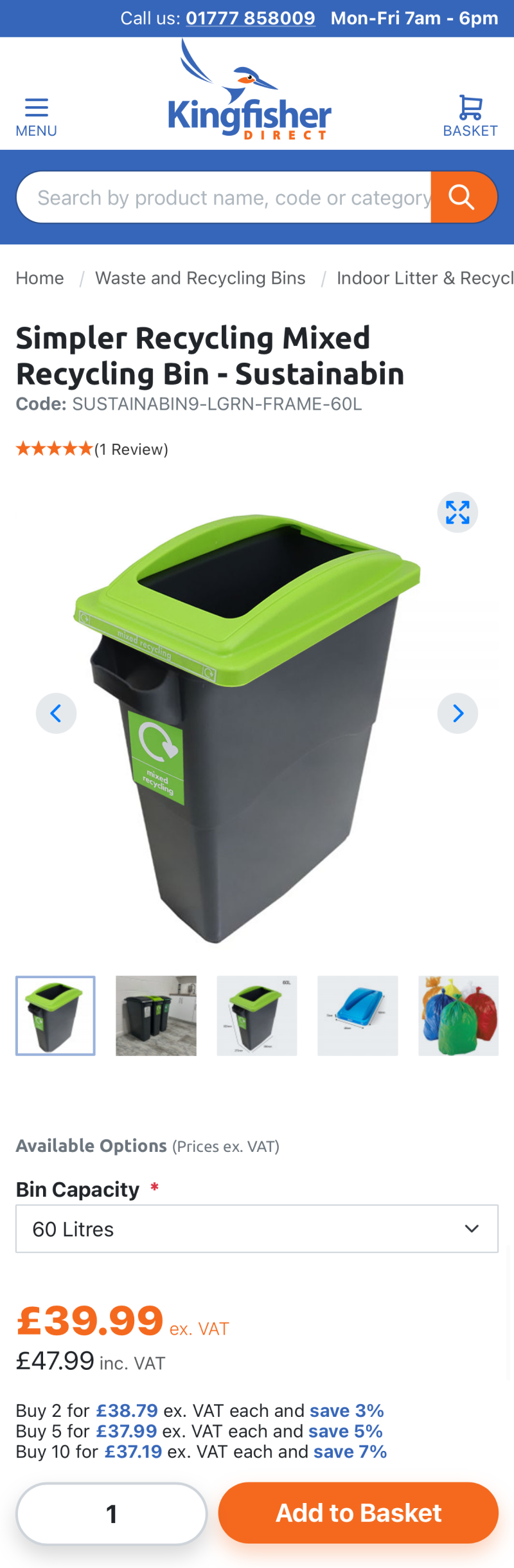 Kingfisher Product Page before