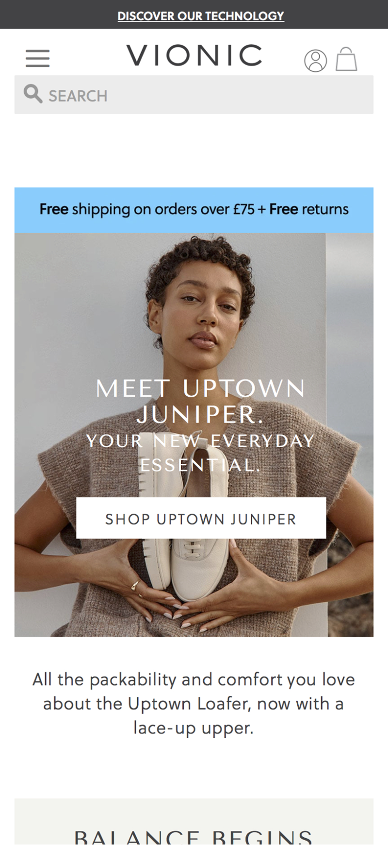 Vionic Hero Banner before